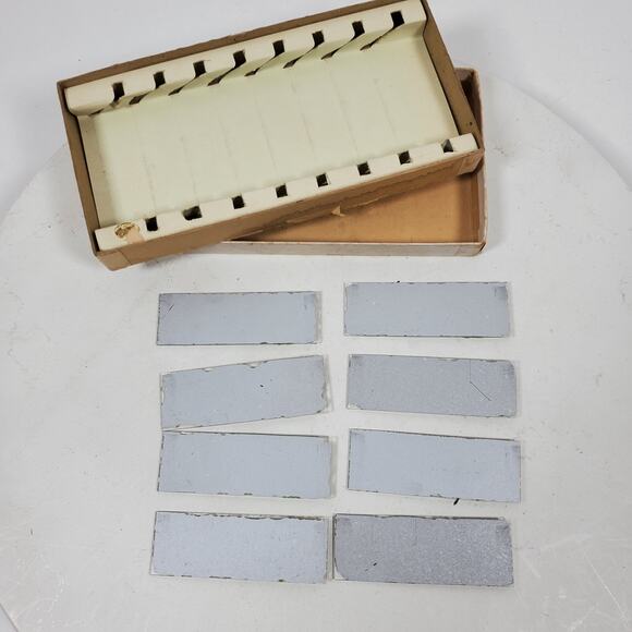 Vintage 1950 Eight Glass Place Cards Floral Party Vintage in Box - Picture 4 of 7